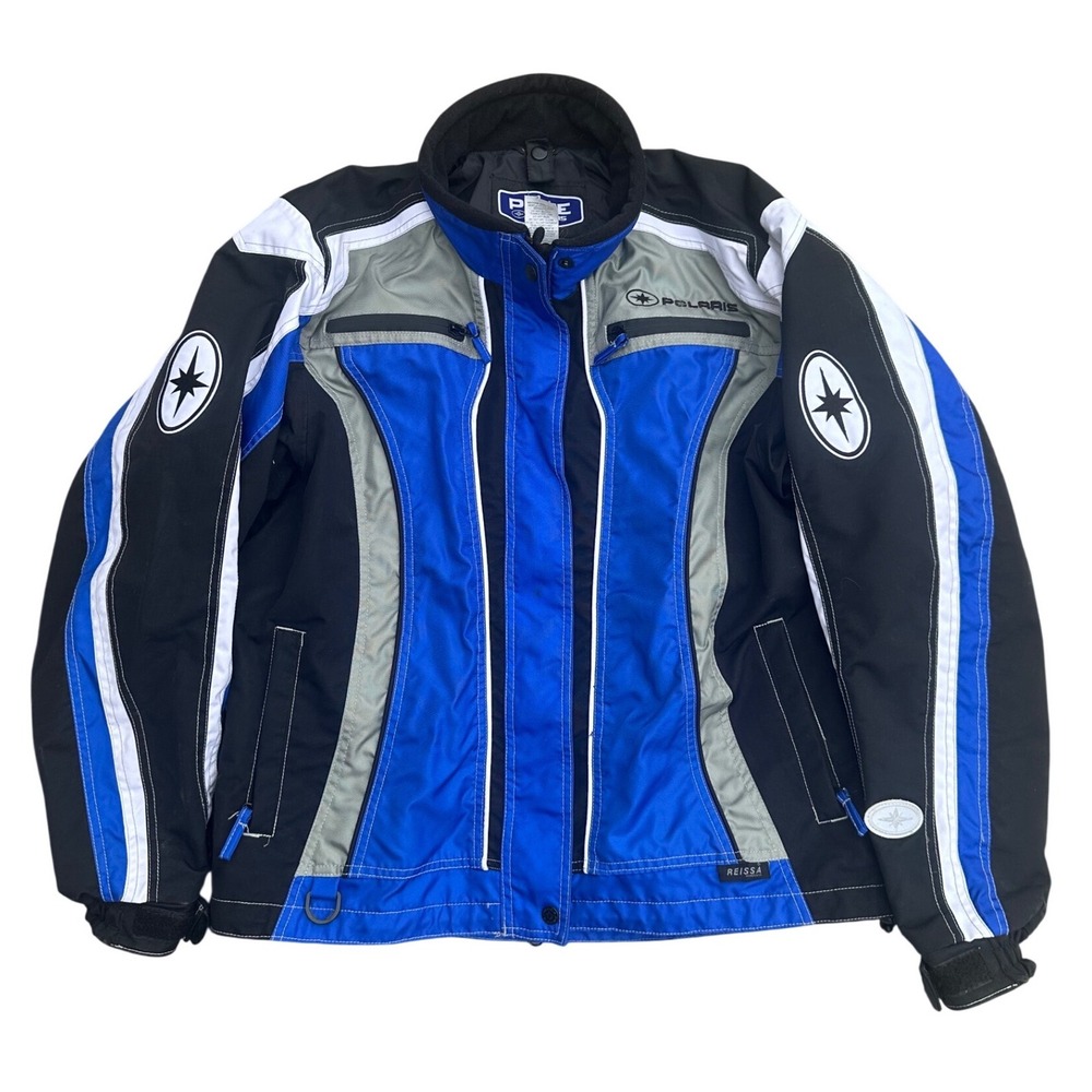 Pure Polaris Reissa Snowmobile Jacket Womens Large Blue Black Winter Racing Coat